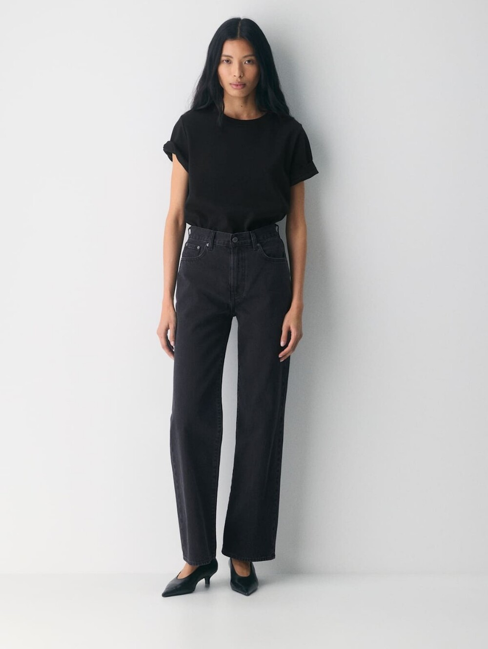 Aritzia Denim Forum The Fraah High Rise Wide Leg 28W 30L In Black Eyeliner